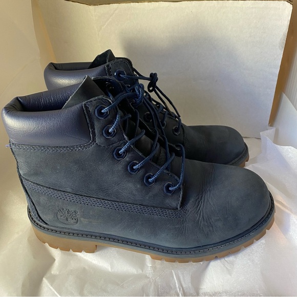 Timberland Premium Combat Boots DARK GRAY Nubuck Ankle Lace Up Boys 5 - Picture 3 of 7
